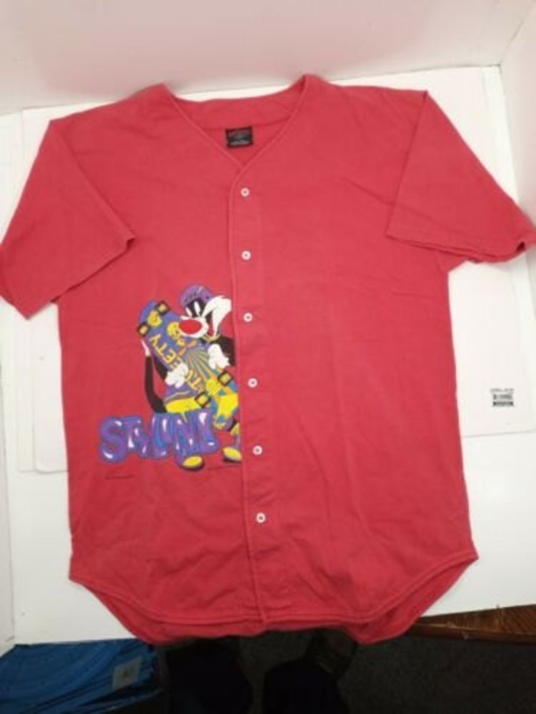 Vintage GARMENT GRAPHICS ACTIVEWEAR Slyvester STYLIN Mens Jersey Shirt Sz XL RED